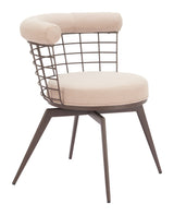 Saku Beige & Brown Swivel Dining Chair by Zuomod at Eve Furniture