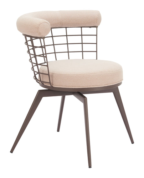 Saku Beige & Brown Swivel Dining Chair by Zuomod at Eve Furniture