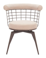 Saku Beige & Brown Swivel Dining Chair by Zuomod at Eve Furniture