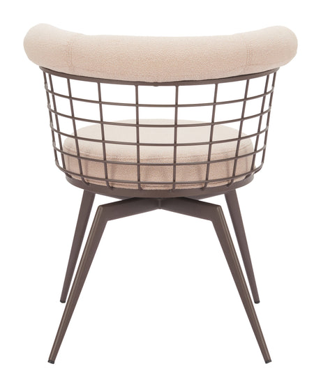 Saku Beige & Brown Swivel Dining Chair by Zuomod at Eve Furniture