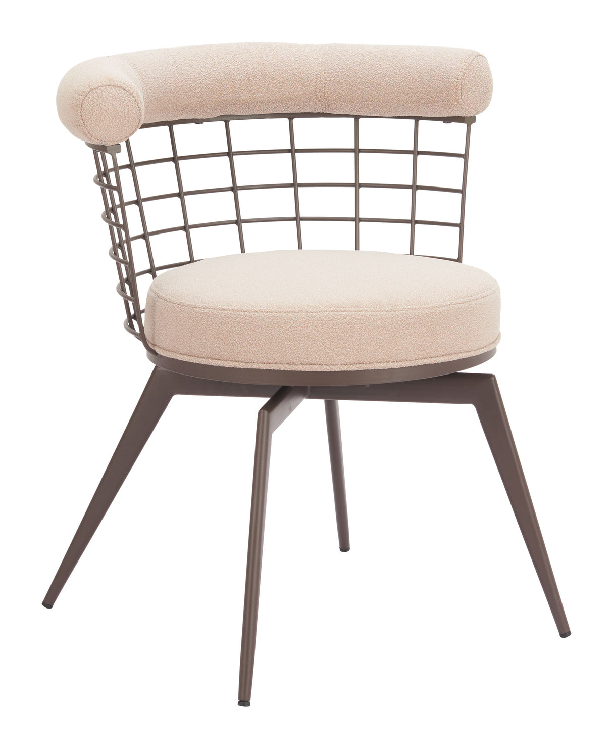 Saku Beige & Brown Swivel Dining Chair by Zuomod at Eve Furniture