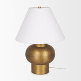 Salaah Antique Gold Brushed Metal w/ Cream Shade Table Lamp by Mercana at Eve Furniture