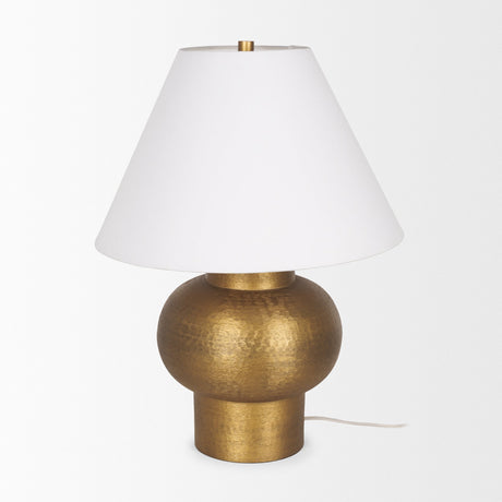 Salaah Antique Gold Brushed Metal w/ Cream Shade Table Lamp by Mercana at Eve Furniture