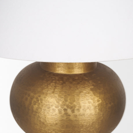 Salaah Antique Gold Brushed Metal w/ Cream Shade Table Lamp by Mercana at Eve Furniture