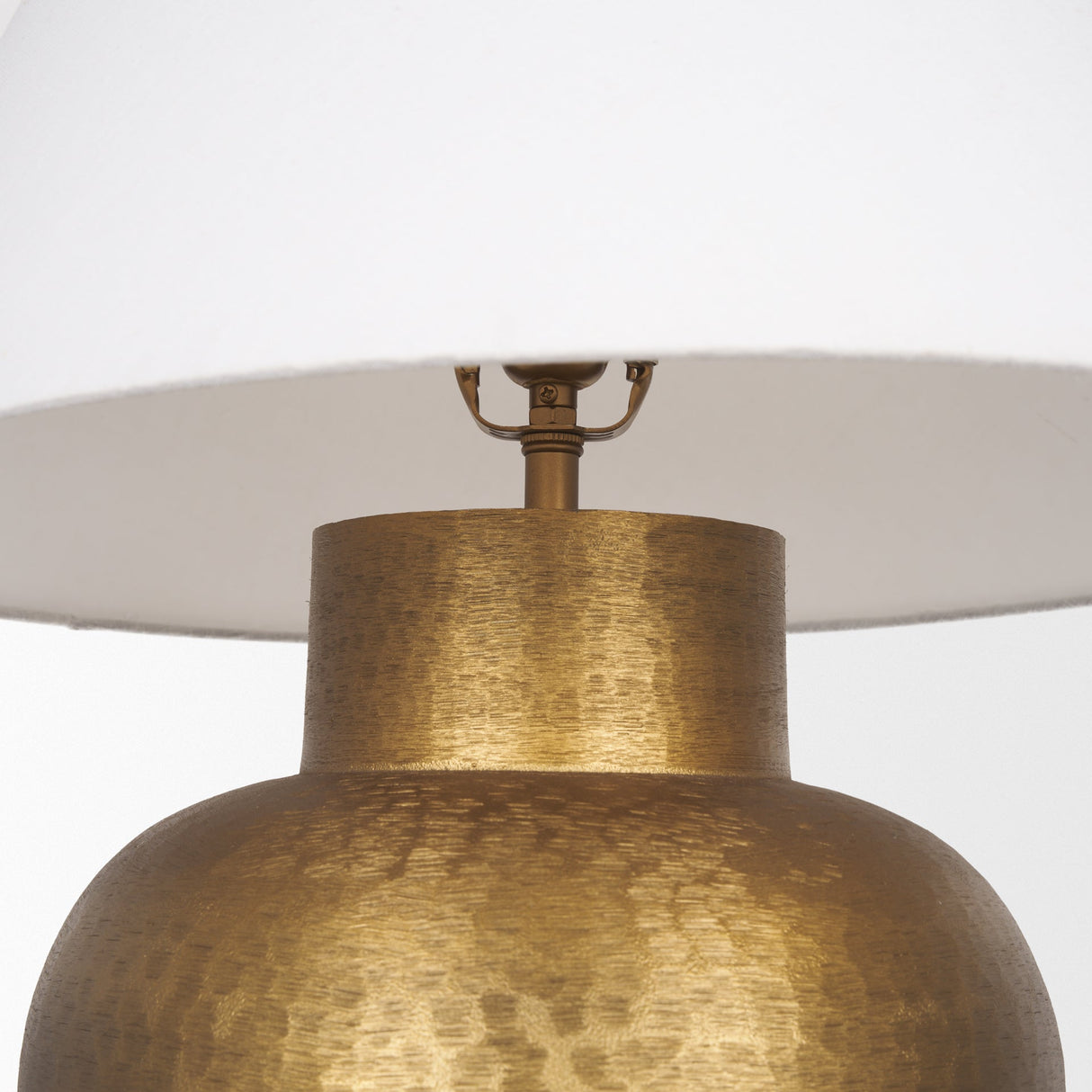 Salaah Antique Gold Brushed Metal w/ Cream Shade Table Lamp by Mercana at Eve Furniture