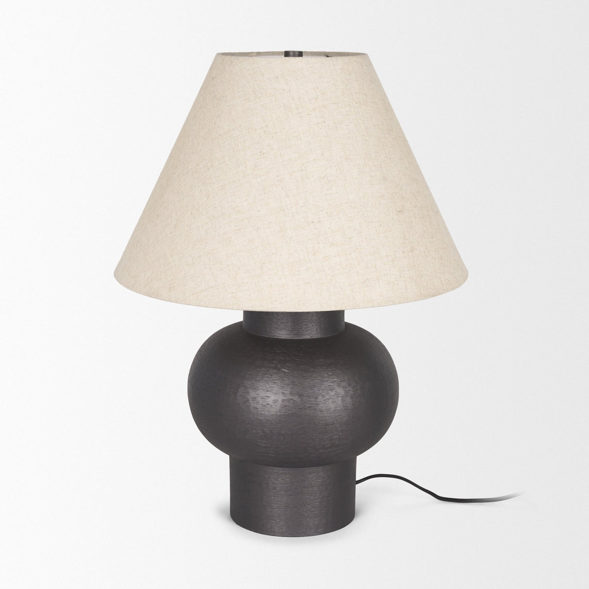 Salaah Black Brushed Metal w/ Beige Shade Table Lamp by Mercana at Eve Furniture