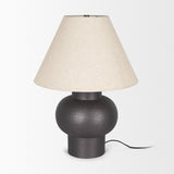 Salaah Black Brushed Metal w/ Beige Shade Table Lamp by Mercana at Eve Furniture