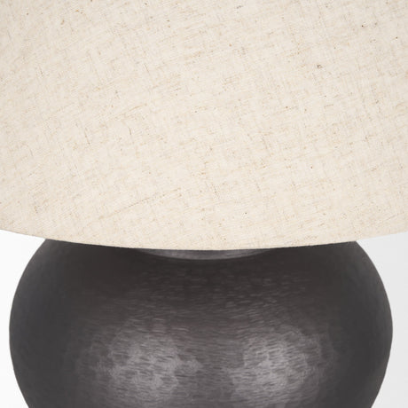 Salaah Black Brushed Metal w/ Beige Shade Table Lamp by Mercana at Eve Furniture