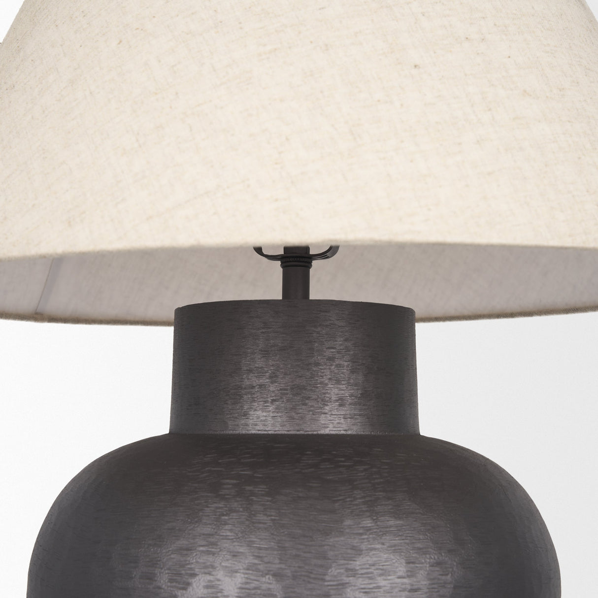 Salaah Black Brushed Metal w/ Beige Shade Table Lamp by Mercana at Eve Furniture