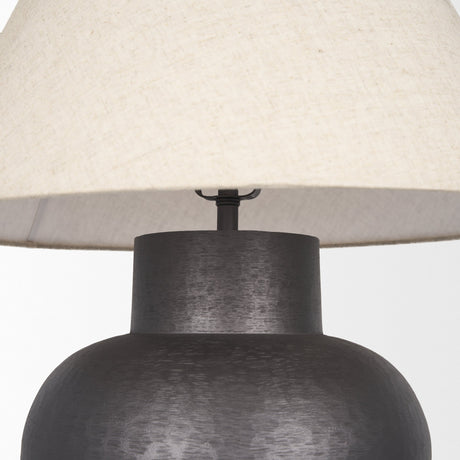 Salaah Black Brushed Metal w/ Beige Shade Table Lamp by Mercana at Eve Furniture