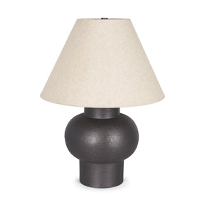 Salaah Black Brushed Metal w/ Beige Shade Table Lamp by Mercana at Eve Furniture