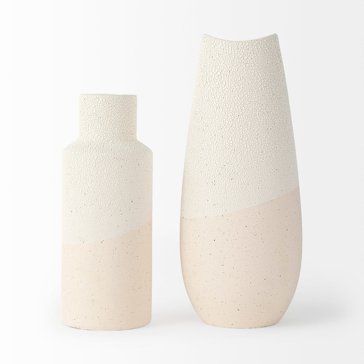 Salar 4.5L x 4.5W x 11.0H Cream Gourd Style Crackled Ceramic Vase by Mercana at Eve Furniture