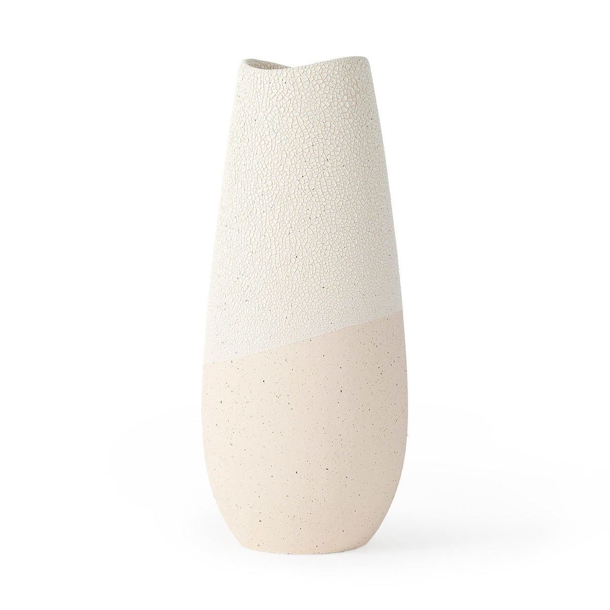 Salar 5.9L x 5.9W x 14.0H Cream Conical Crackled Ceramic Vase by Mercana at Eve Furniture