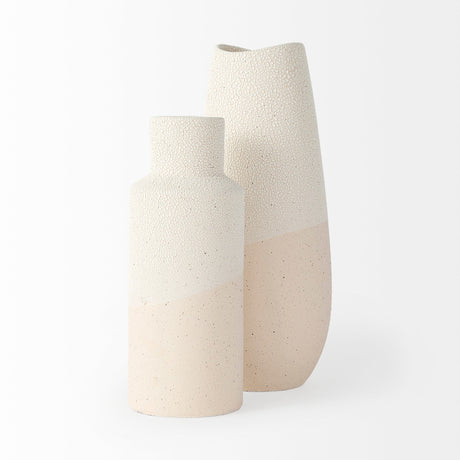 Salar Cream Conical Crackled Ceramic Vase by Mercana at Eve Furniture