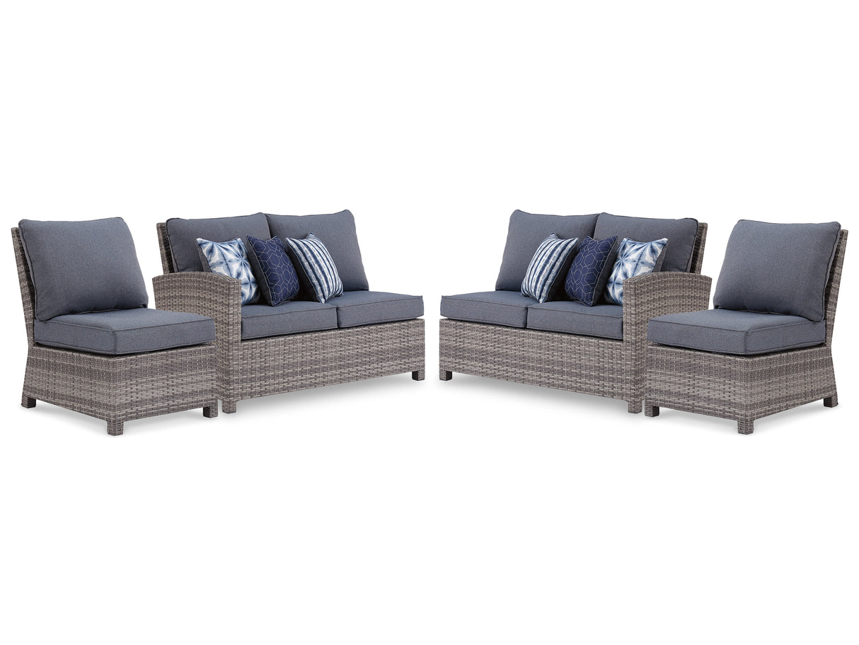 Salem Beach 2-Piece Outdoor Sectional with 2 Chairs in Gray