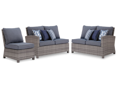 Salem Beach 2-Piece Outdoor Sectional with Chair in Gray