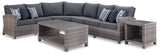 Salem Beach 3-Piece Outdoor Sectional with Chair, Coffee Table and End Table in Gray