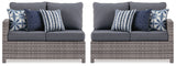 Salem Beach 3-Piece Outdoor Sectional with Chair, Coffee Table and End Table in Gray