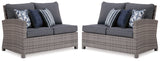 Salem Beach 3-Piece Outdoor Sectional with Chair, Coffee Table and End Table in Gray