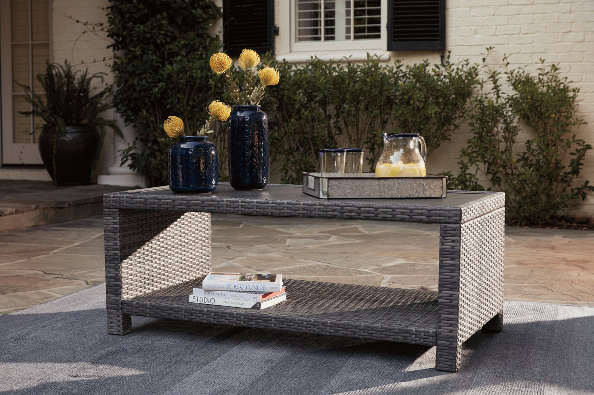 Salem Beach 3-Piece Outdoor Sectional with Chair, Coffee Table and End Table in Gray