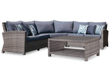 Salem Beach 3-Piece Outdoor Sectional with Coffee Table in Gray