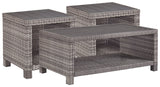 Salem Beach Outdoor Coffee Table with 2 End Tables in Gray