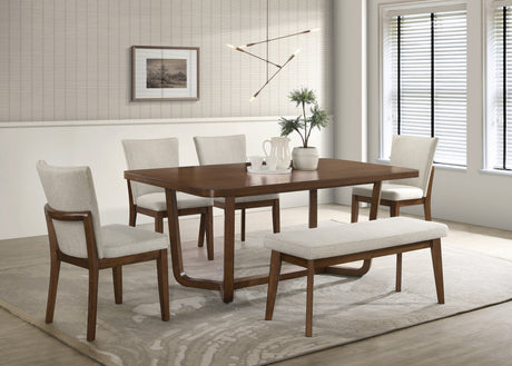 Salerno Beige and Brown Dining Bench by Crown Mark at Eve Furniture