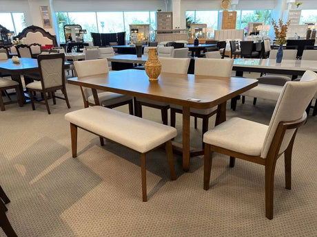 Salerno Beige and Brown Dining Set by Crown Mark at Eve Furniture