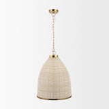 Saliha Cane w/ Brass Metal Pendant Light by Mercana at Eve Furniture
