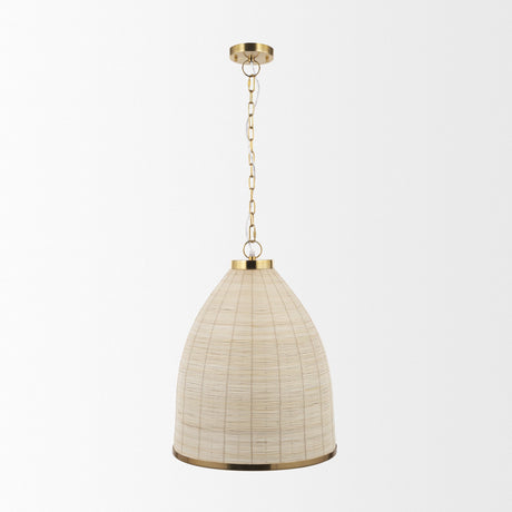 Saliha Cane w/ Brass Metal Pendant Light by Mercana at Eve Furniture