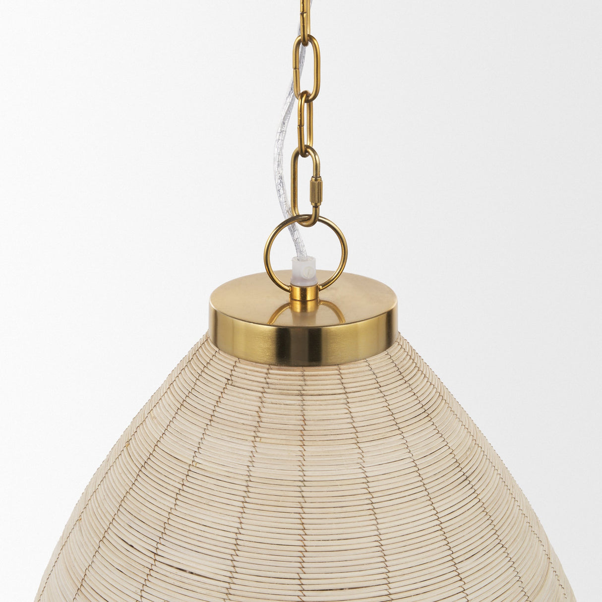 Saliha Cane w/ Brass Metal Pendant Light by Mercana at Eve Furniture