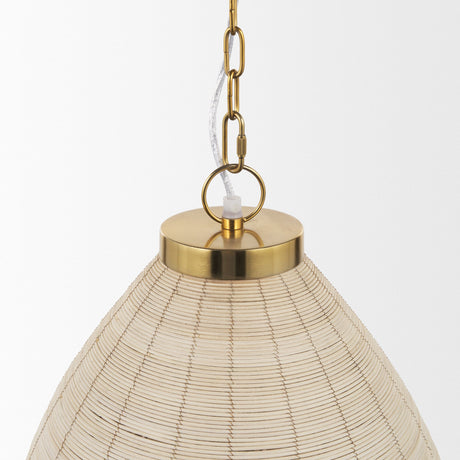 Saliha Cane w/ Brass Metal Pendant Light by Mercana at Eve Furniture