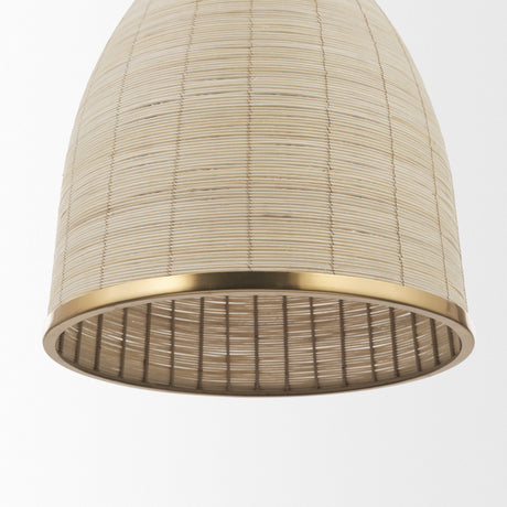 Saliha Cane w/ Brass Metal Pendant Light by Mercana at Eve Furniture