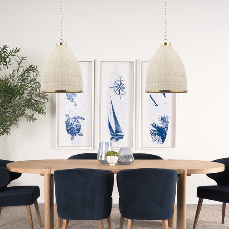 Saliha Cane w/ Brass Metal Pendant Light by Mercana at Eve Furniture