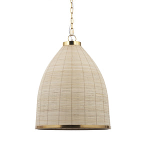 Saliha Cane w/ Brass Metal Pendant Light by Mercana at Eve Furniture