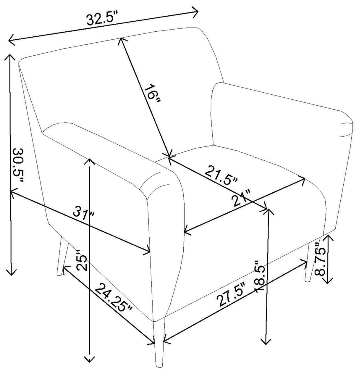 Sally Lemon Upholstered Track Arms Accent Chair