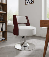 Salon Adjustable Height Swivel Accent Chair in White and Polished Chrome by Manhattan Comfort at Eve Furniture