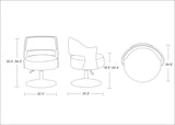 Salon Adjustable Height Swivel Accent Chair in White and Polished Chrome (set of 2) by Manhattan Comfort at Eve Furniture