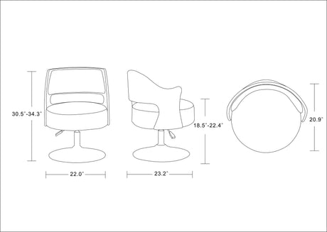 Salon Adjustable Height Swivel Accent Chair in White and Polished Chrome (set of 2) by Manhattan Comfort at Eve Furniture