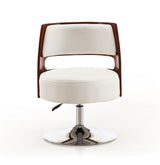 Salon Adjustable Height Swivel Accent Chair in White and Polished Chrome (set of 2) by Manhattan Comfort at Eve Furniture