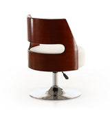 Salon Adjustable Height Swivel Accent Chair in White and Polished Chrome (set of 2) by Manhattan Comfort at Eve Furniture