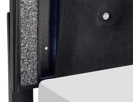 Salon Black Queen LED Upholstered Panel Bed by Homelegance at Eve Furniture