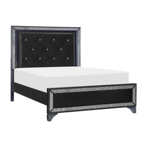 Salon Black Queen LED Upholstered Panel Bed by Homelegance at Eve Furniture