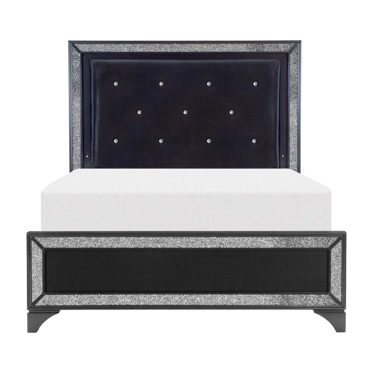 Salon Black Queen LED Upholstered Panel Bed by Homelegance at Eve Furniture