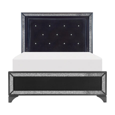 Salon Black Queen LED Upholstered Panel Bed by Homelegance at Eve Furniture
