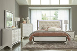 Salon White Queen LED Upholstered Panel Bed by Homelegance at Eve Furniture