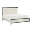 Salon White Queen LED Upholstered Panel Bed by Homelegance at Eve Furniture