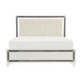 Salon White Queen LED Upholstered Panel Bed by Homelegance at Eve Furniture