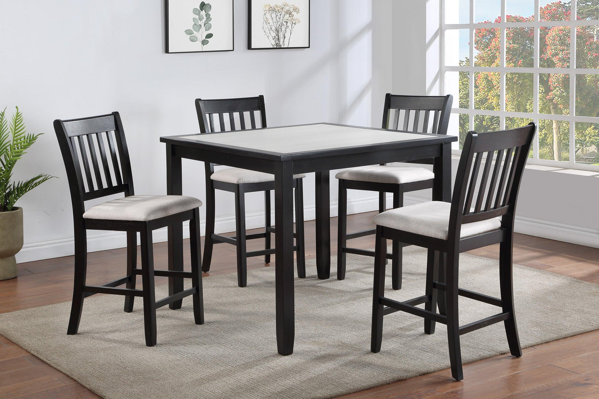 Salvador Black and White 5-Piece Counter Height Dining Set by Crown Mark at Eve Furniture