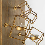 Salvador I 22H Wood Based Brass Metal Cube Wall Candle Holder by Mercana at Eve Furniture